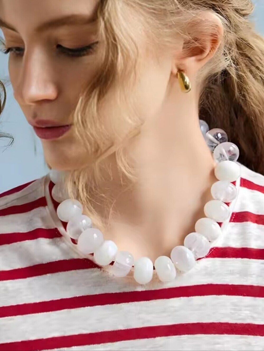 New! White + Clear Beaded Statement Necklace • Baublebar • (1035)  NWOT